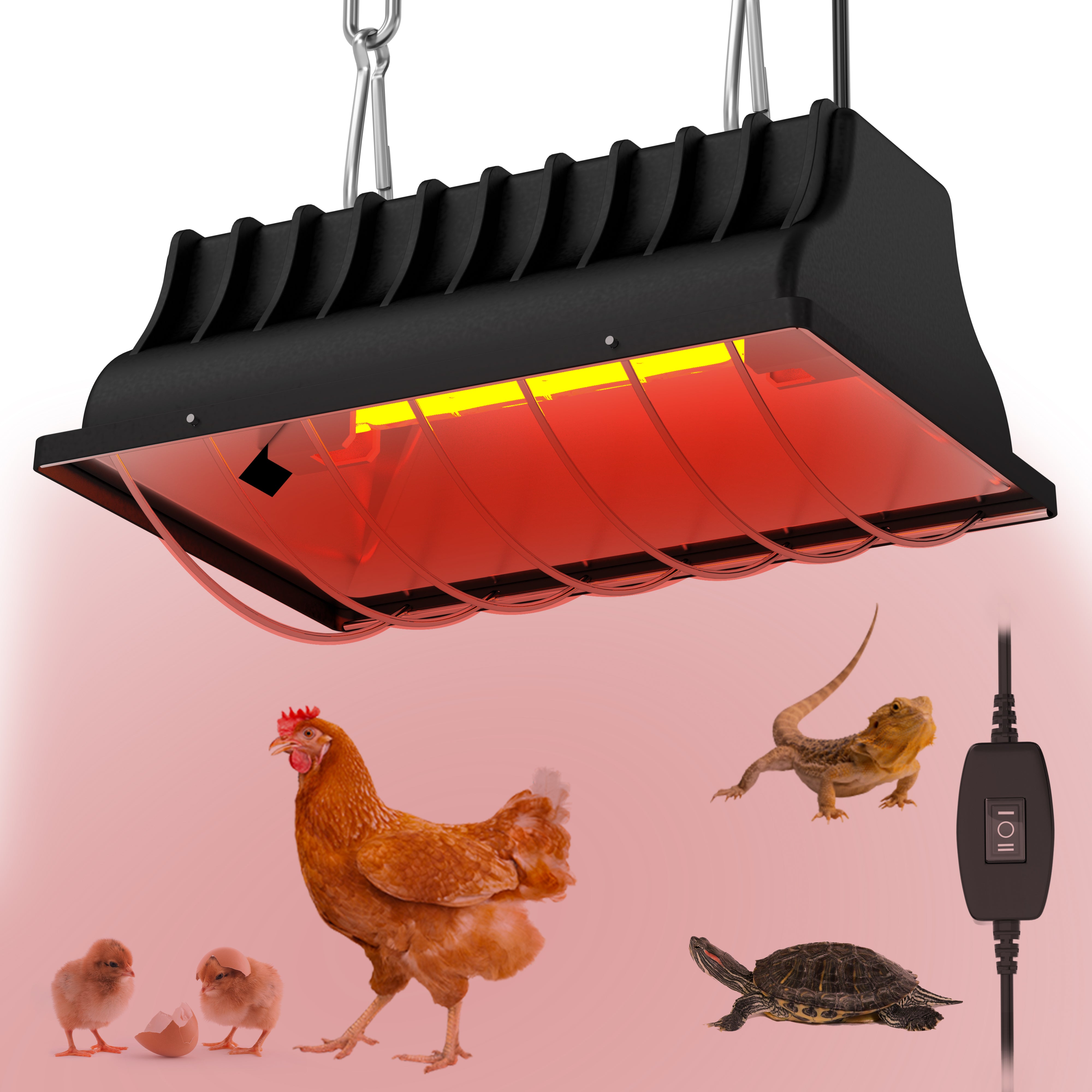 Chicken Coop Heater 250w Chicken Heater Heat Lamp Outdoor Hanging Light Heated with Waterproof and Anti-Fall Aluminum Alloy Lamp Shade